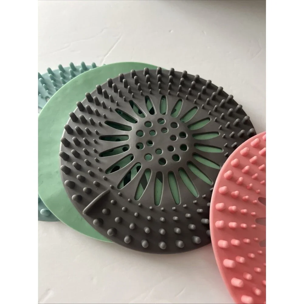 Drain Stop & Hair Catcher - Drain Stopper Silicone Lot - 5 All Different Colors